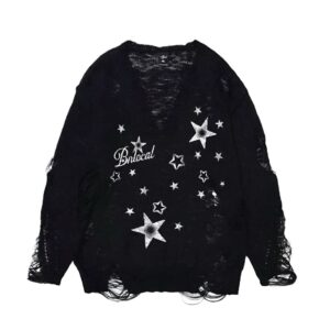 Fidelia Cut-out Distressed Sweater